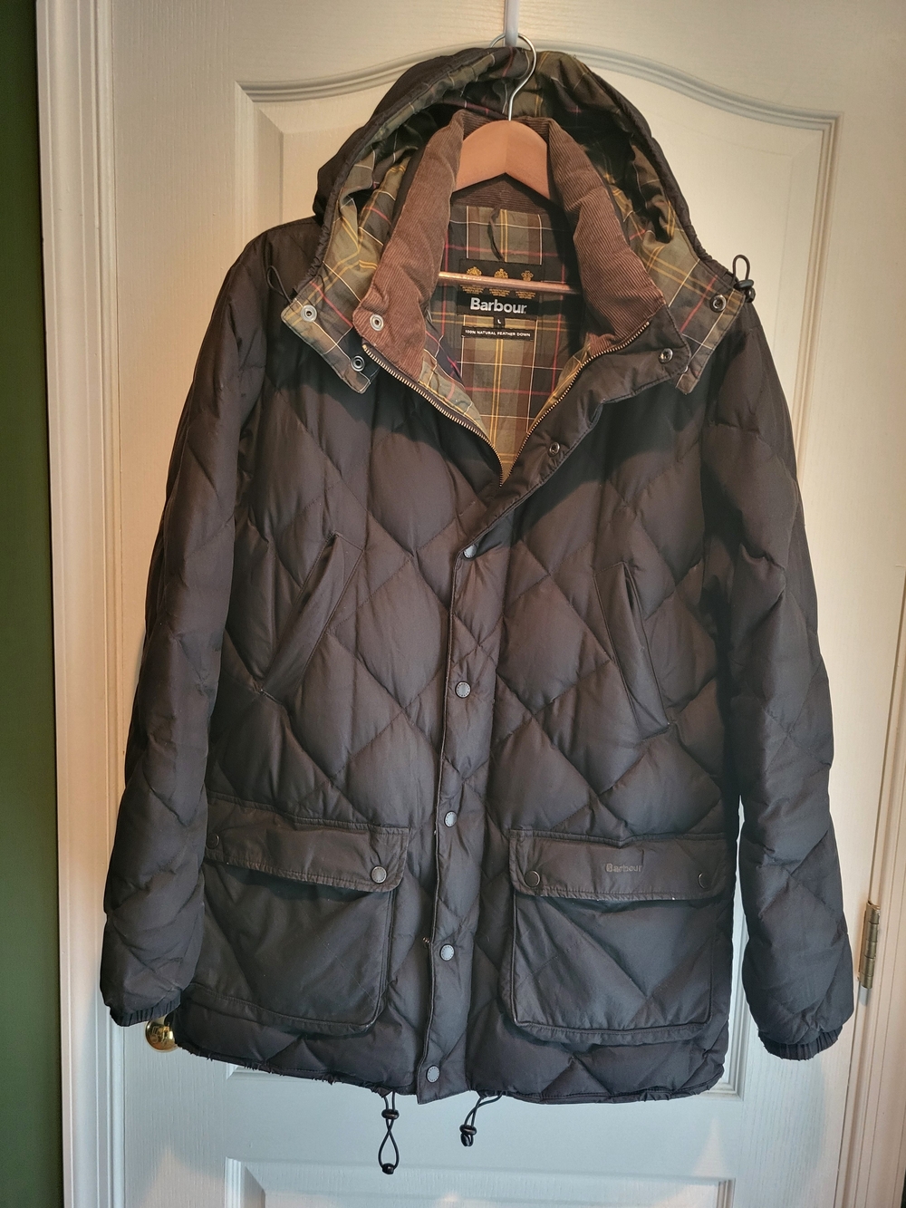 Barbour Down Wax Puffer Jacket With Detachable Hood - Black